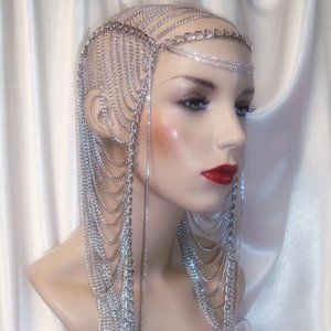 NEW! Silver Rhinestone Chain Headpiece